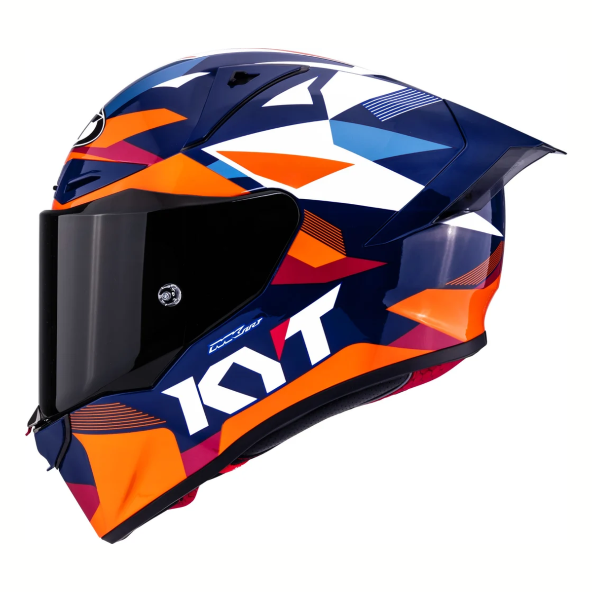 KYT R1R Diamond Carbon Fiber Helmet - Gloss Blue Orange - KYT Helmets