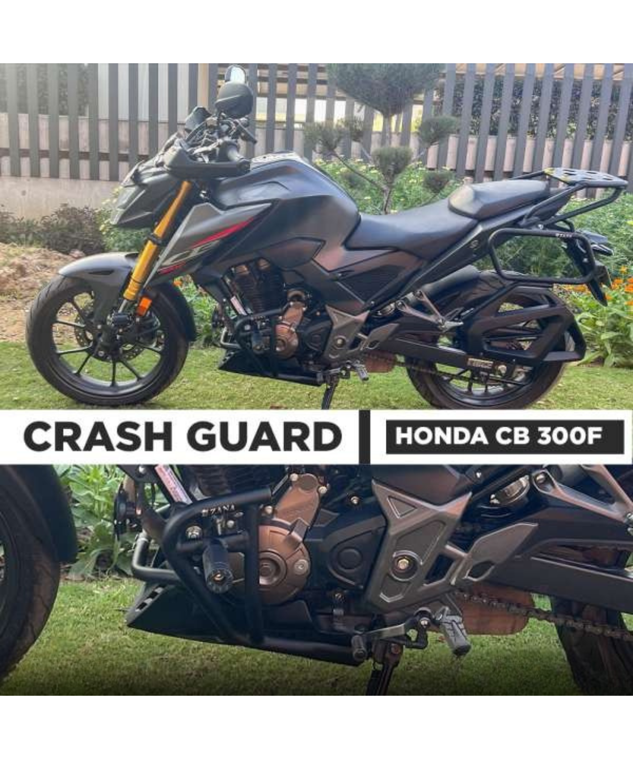 Zana Crash Guard with Slider Texture Matt Black Honda CB300F - ZI-8273