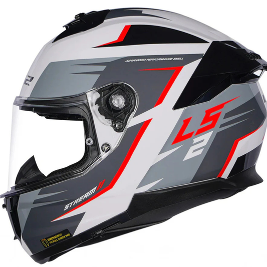 LS2 FF320 Stream II Meteor Full Face Helmet - Gloss Black White Red - LS2