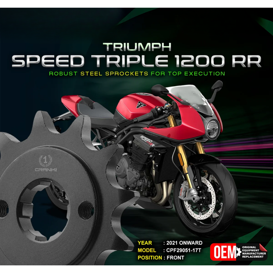 Crank1 Triumph Speed Triple 1200 RR (2021 Onwards) Performance Motorcycle Sprocket - Black - CPF29051-17T