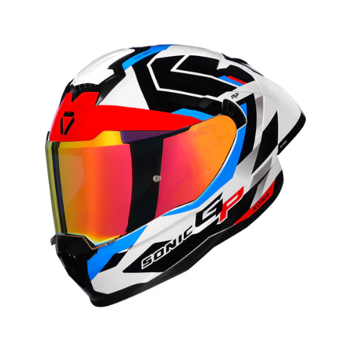 Korda Sonic GP Flash Helmet - White Red Blue