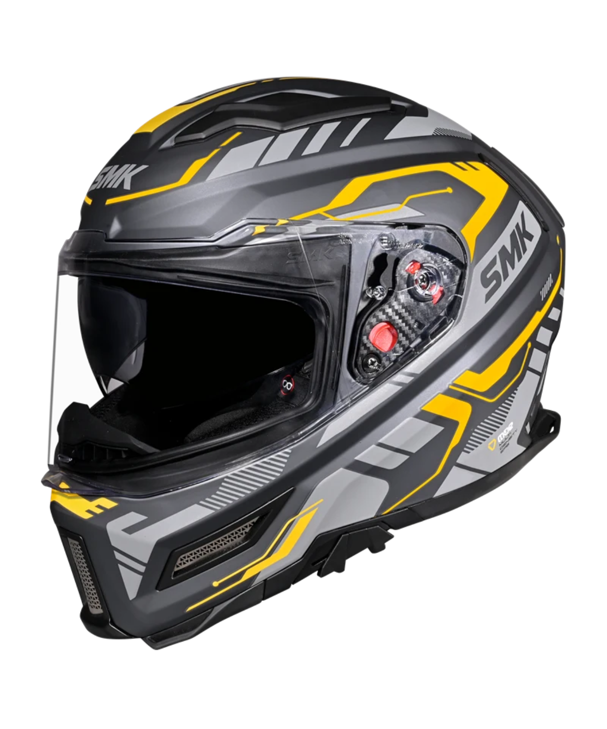 SMK Agnar Tektron GRPS MA664 Full Face Helmet - Matt Black Grey Yellow