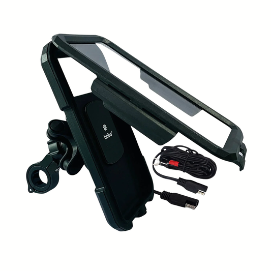 BOBO BM11H Pro Plus Fully Waterproof Bike Phone Holder with Vibration Damper and Fast 15W wireless Charger & USB-C Input/Output Port.