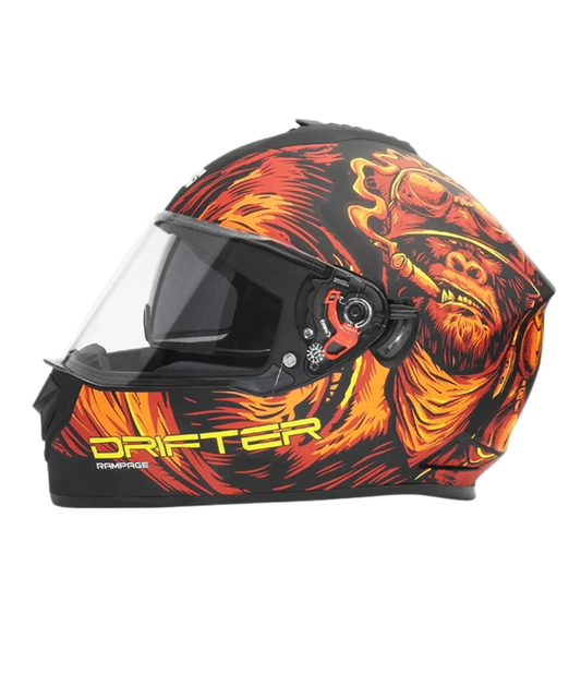 Studds Drifter D3 Rampage Decor Graphics Helmet - Matt Black Red Orange N10
