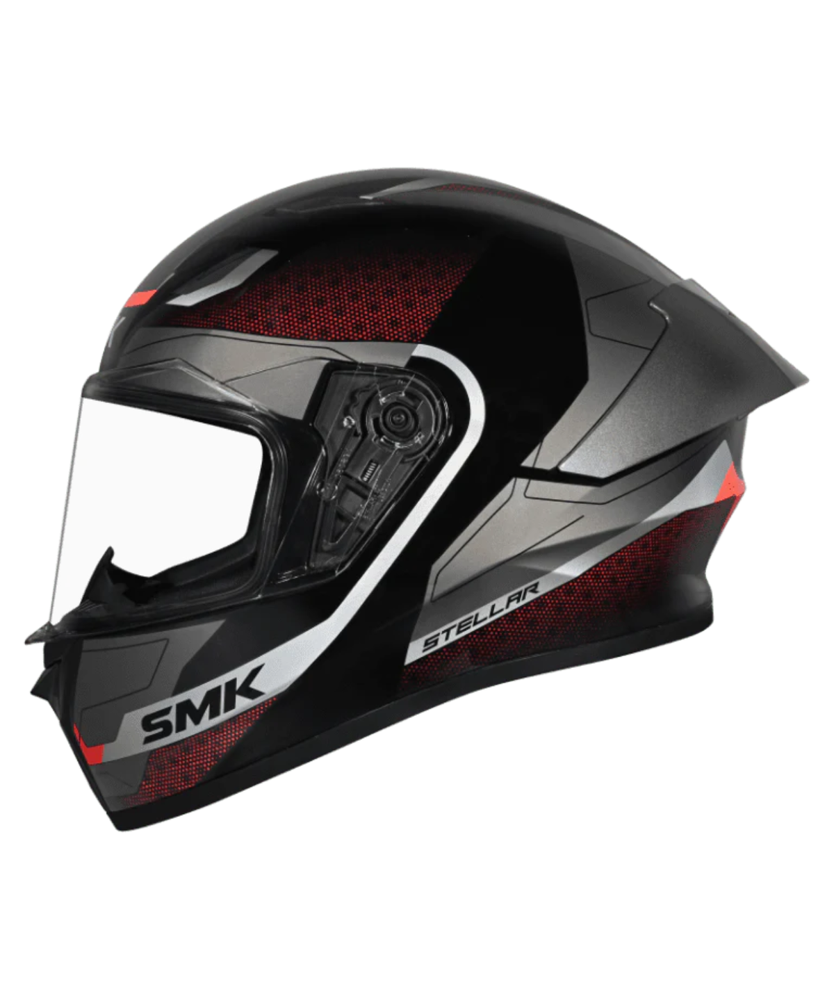 SMK Stellar Sports Flight GRPS MA236 Full Face Helmet - Matt Black Red Grey - SMK