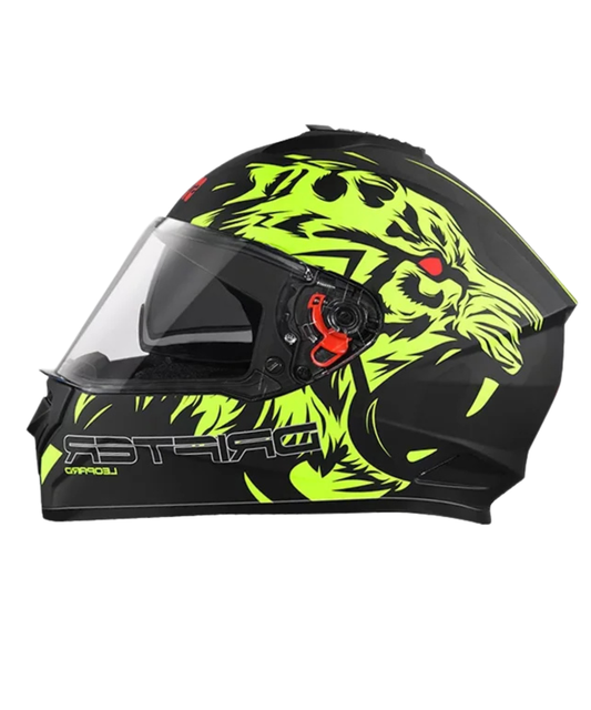 Studds Drifter D2 Leopard Decor Graphics Helmet - Matt Black Yellow N5
