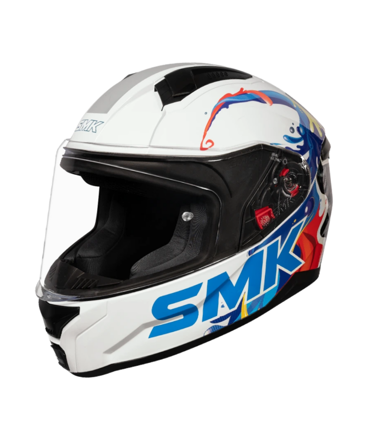 SMK Bionic Youth Splash GL154 Helmet - Gloss Black White Blue - SMK