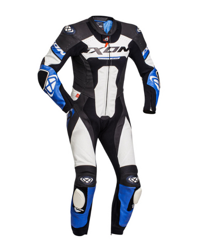 Ixon Jackal Racing Leather Riding Suit - Black White Blue