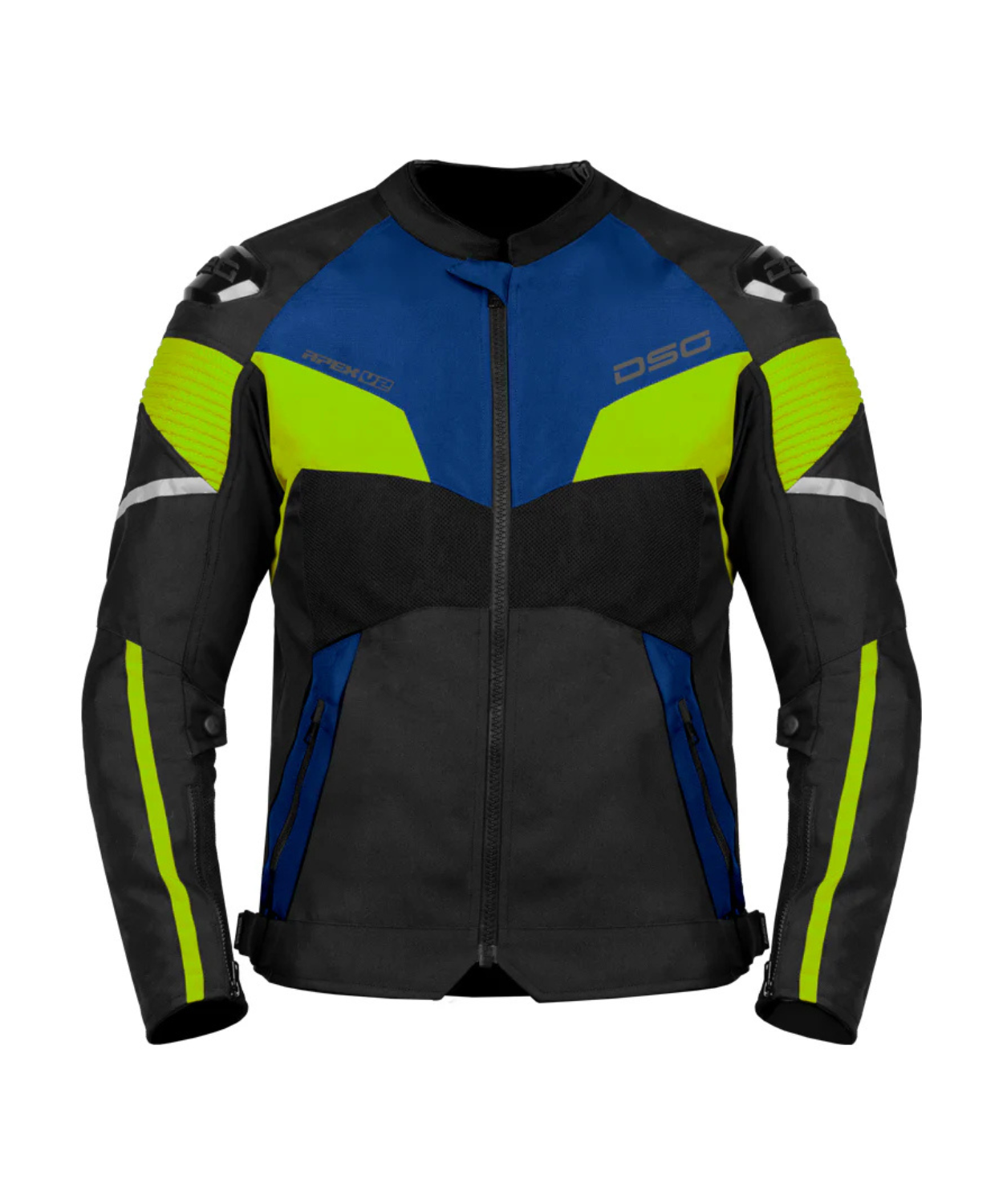 DSG Apex V2 Riding Jacket - Black Blue Yellow Fluo