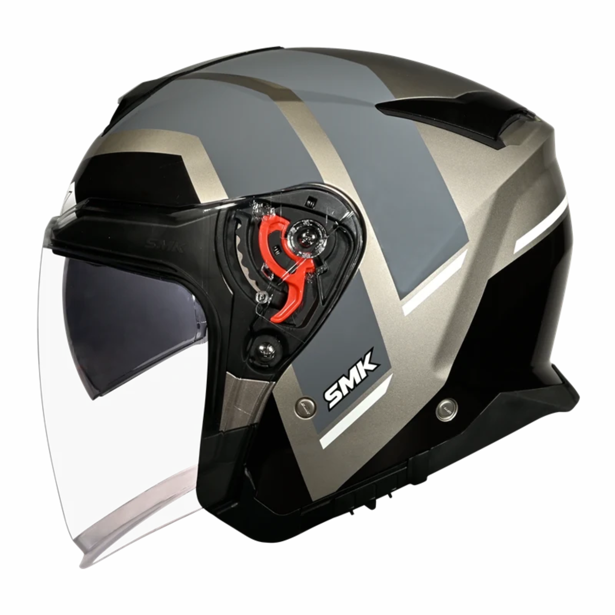 SMK GTJ Rover GRPS GL662 Half Face Helmet - Gloss Grey Black - SMK