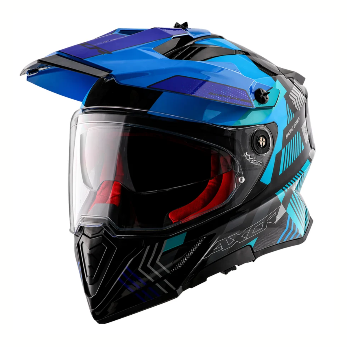Axor X-Cross Dual Visor Gambling Helmet - Black Blue