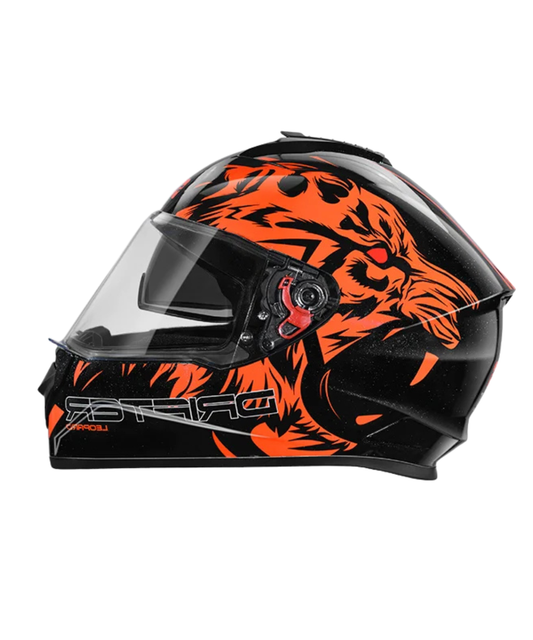 Studds Drifter D2 Leopard Decor Graphics Helmet - Gloss Black Orange N10