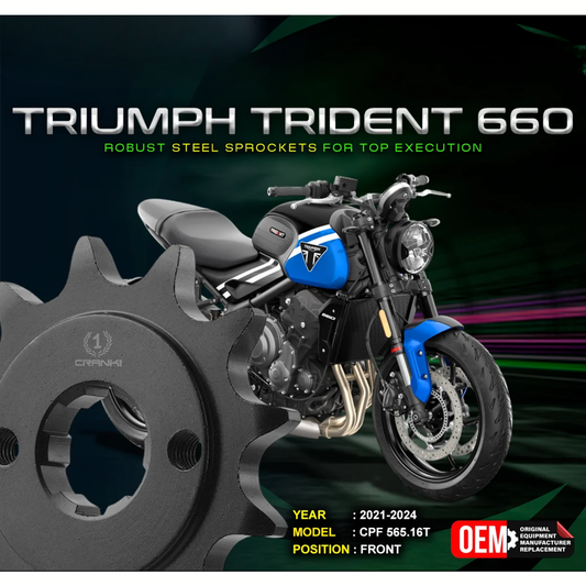 Crank1 Triumph Trident 660 (2021-2024) Performance Motorcycle Sprocket - Black - CPF565.16T
