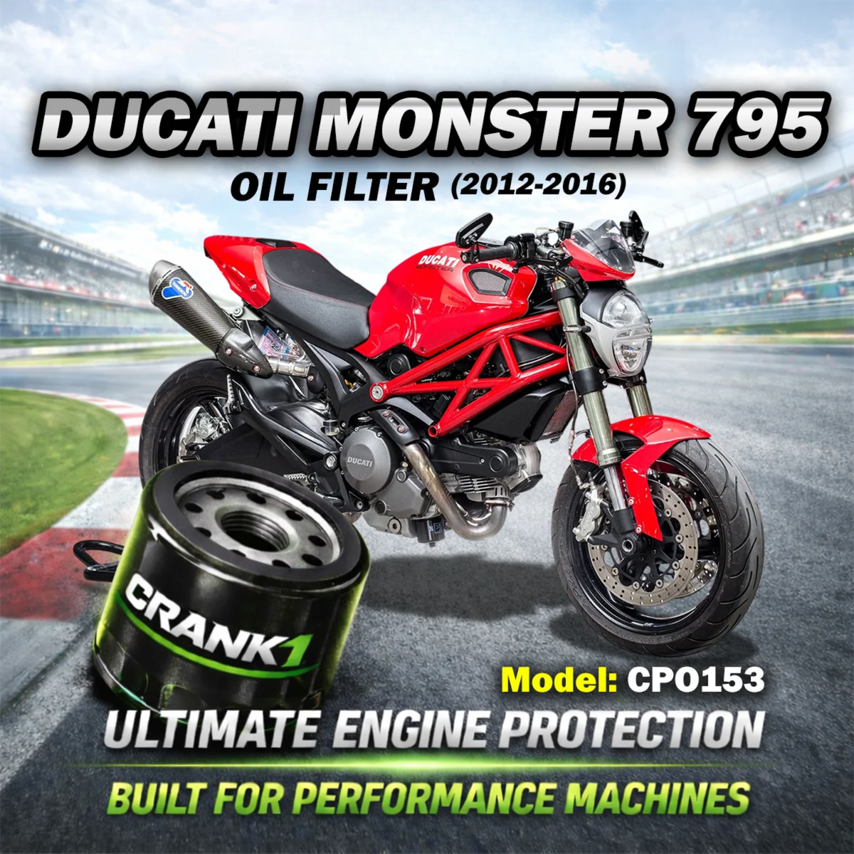 Crank1 Ducati Monster 795 (2012-2016) Performance Oil Filter - CPO-153 - Crank 1