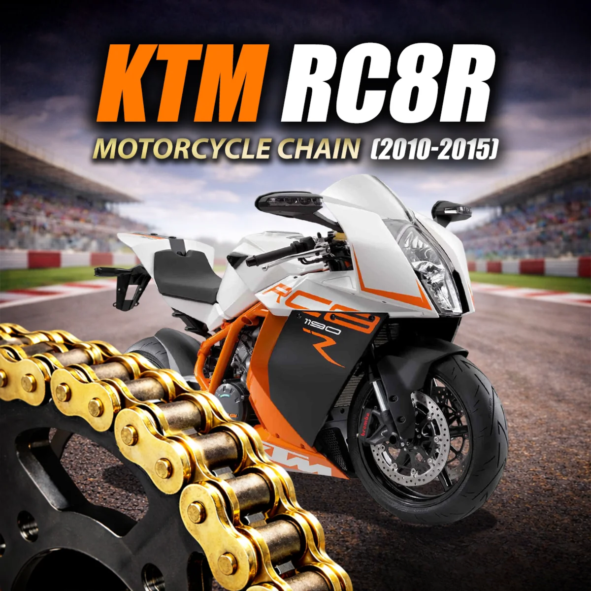 Crank1 KTM RC8R (2010-2015) 525 Pitch ZVM-X 118L Chain - Gold