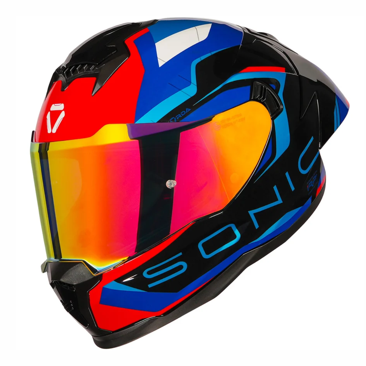 Korda Sonic GP Roadlion Helmet - Gloss Black Red Blue