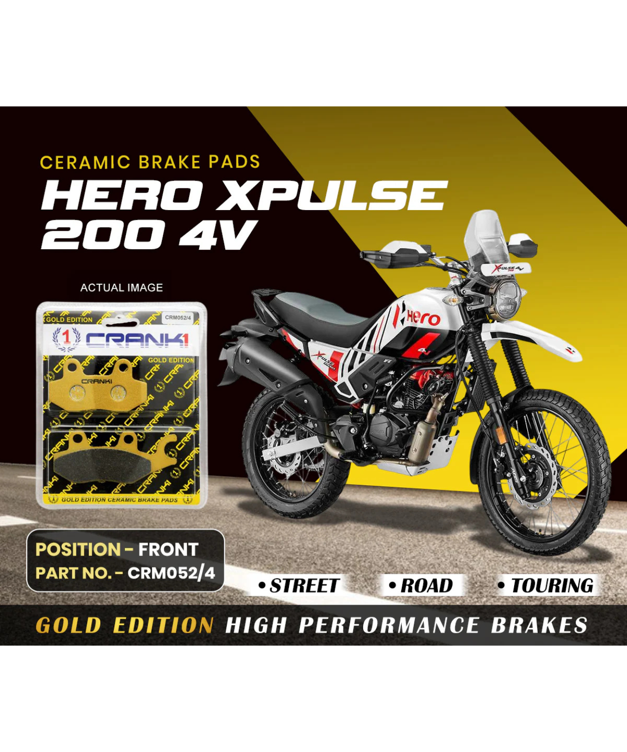Crank1 Ceramic Brake Pads for Hero XPulse 200 4V/4V Rally