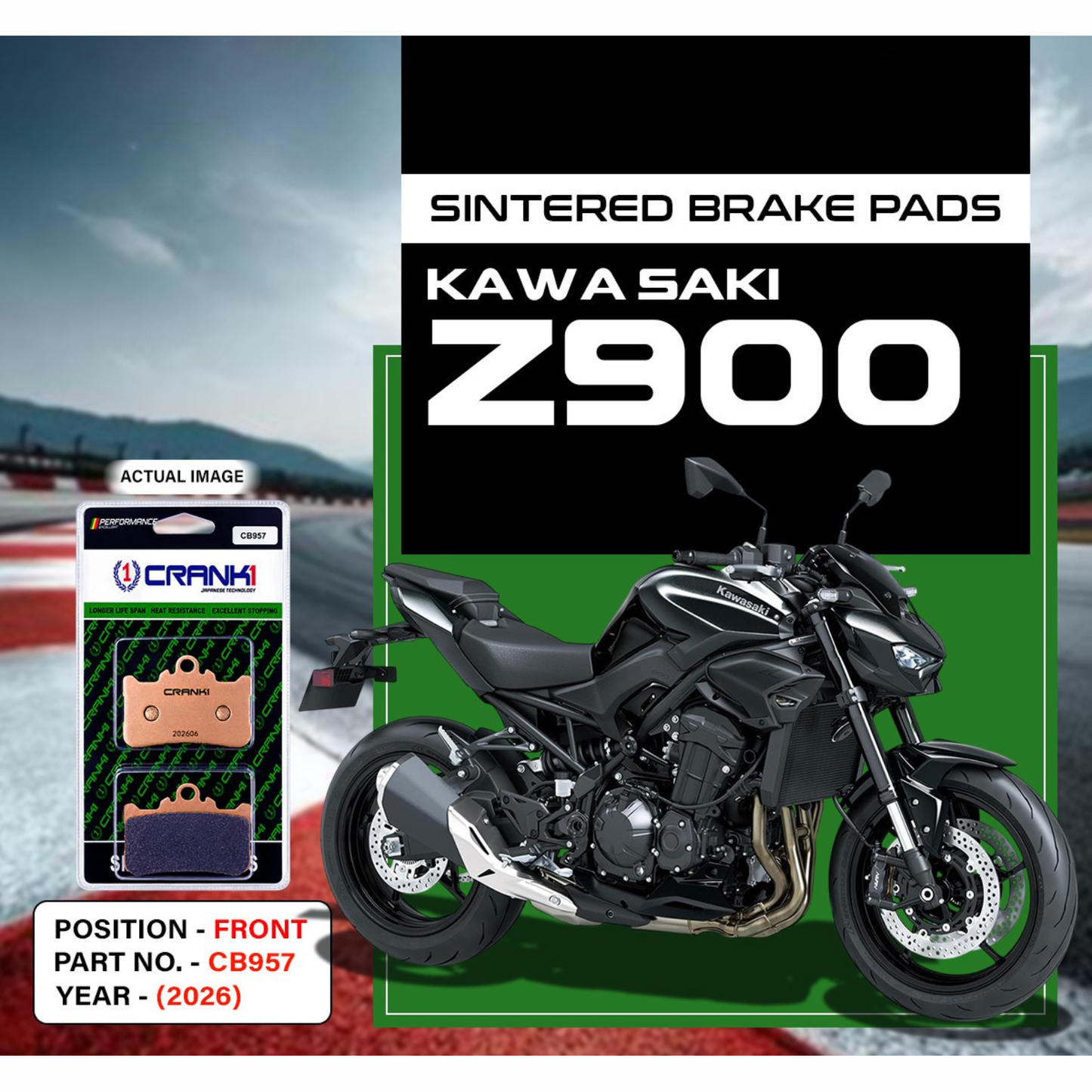 Crank1 Sintered Brake Pads for Kawasaki Z900 (2026)