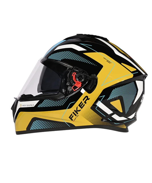 Studds Drifter D5 Fiker Decor Graphics Helmet - Gloss Black Golden N12