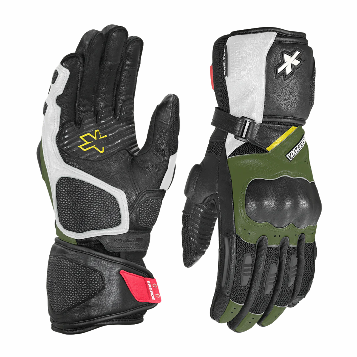Viaterra Kruger 2 Full Gauntlet Motorcycle Riding Gloves - Olive