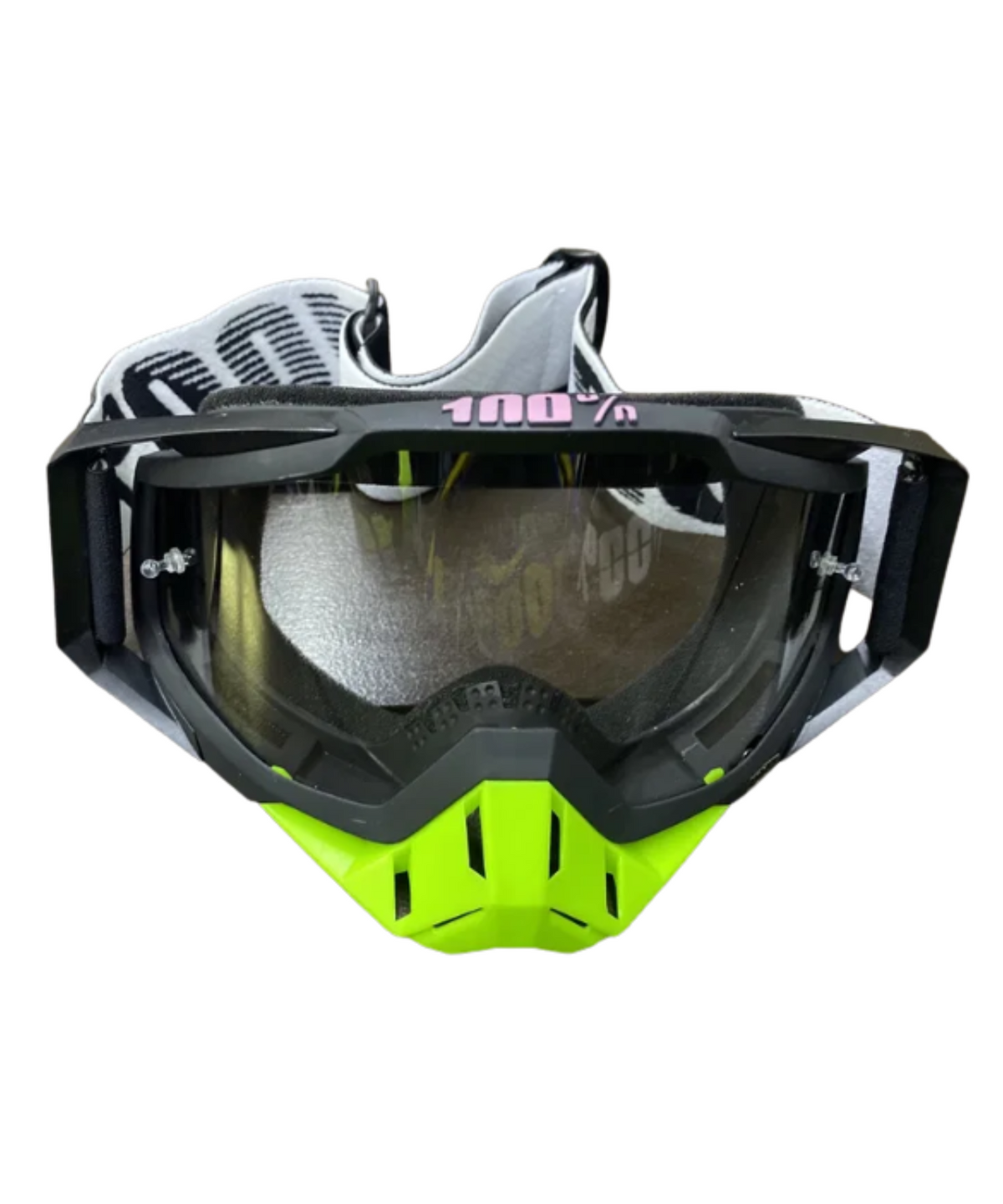 100% ADV Racecraft Mirror Clear Lens Goggle - Black Hi-Viz Green - 100%
