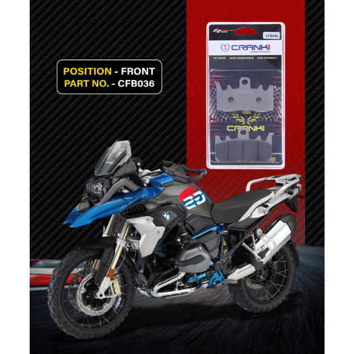 Crank1 Carbon Brake Pads for BMW R1200 GS Rallye (2017-2019)