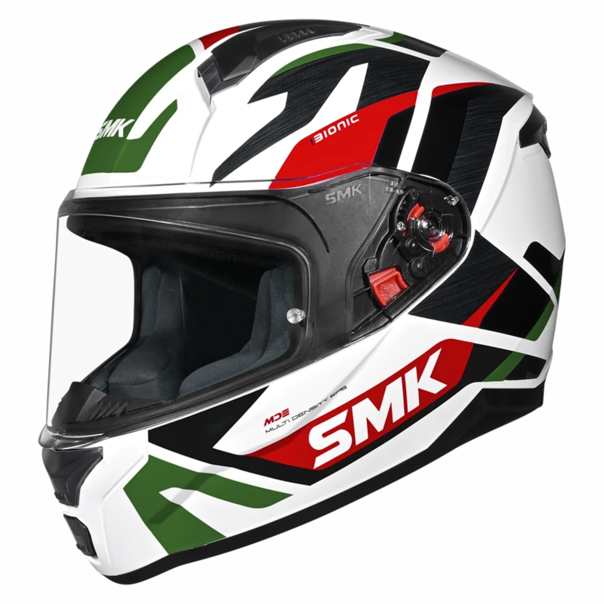 SMK Bionic Adult Kore GL163 Helmet - Gloss White Green Red - SMK