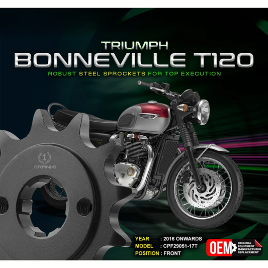 Crank1 Triumph Bonneville T120 (2016 Onwards) Performance Motorcycle Sprocket - Black - CPF29051-17T