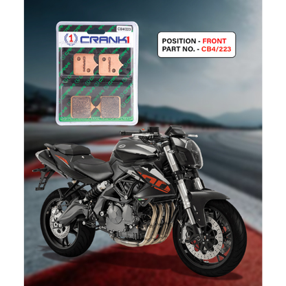 Crank1 Fully Sintered H2 Series Brake Pads for Benelli TNT 600i (2014 Onwards)