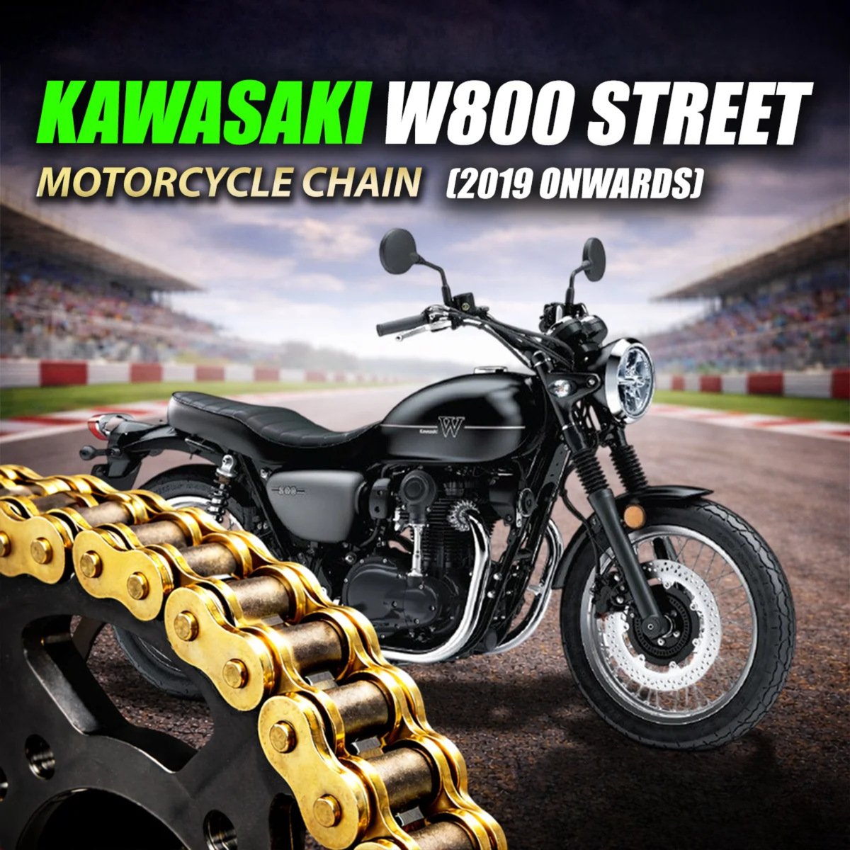 Crank1 Kawasaki W800 Street (2019 Onwards) 520 Pitch ZVM-X 106L Chain - Gold