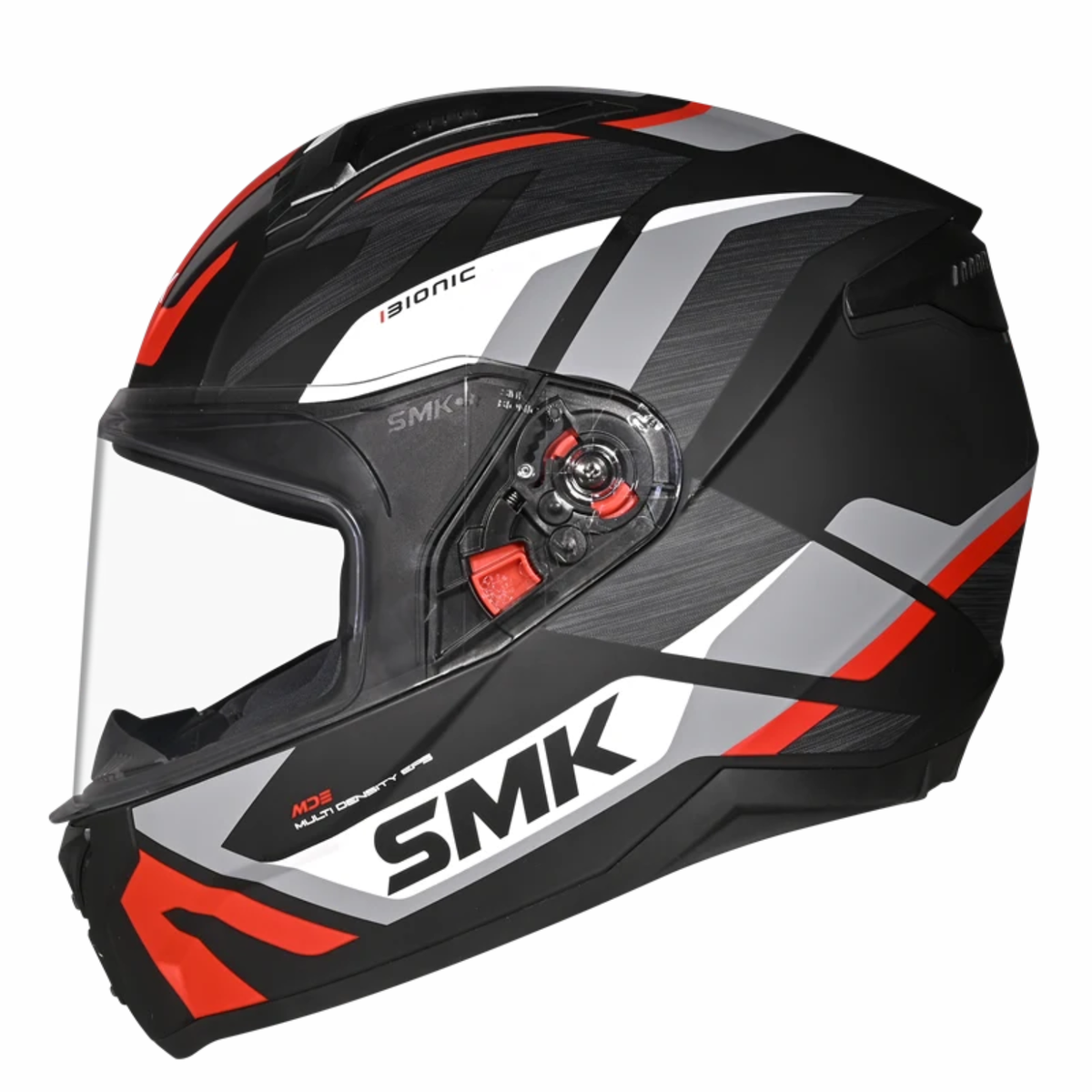 SMK Bionic Adult Kore MA263 Helmet - Matt Black Grey Red - SMK