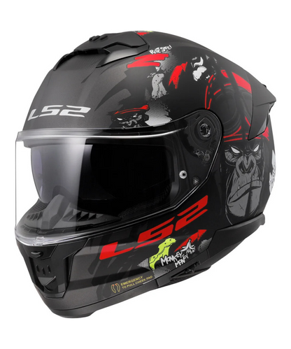 LS2 FF320 Stream II Angry Monkey Helmet - Matt Black Red