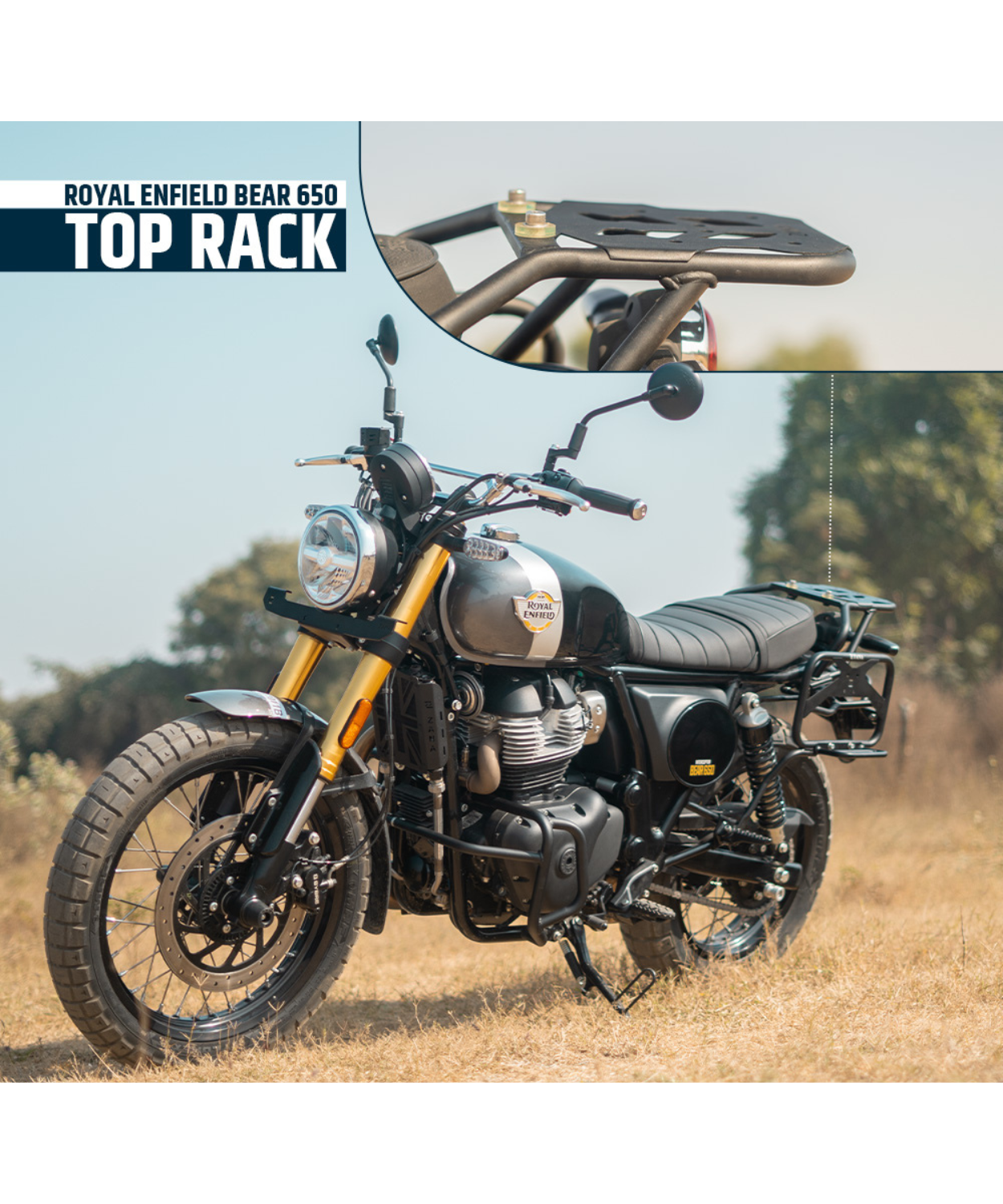 Buy Zana Top Rack with W Plate for Bear 650 Compatible with Pillion ...
