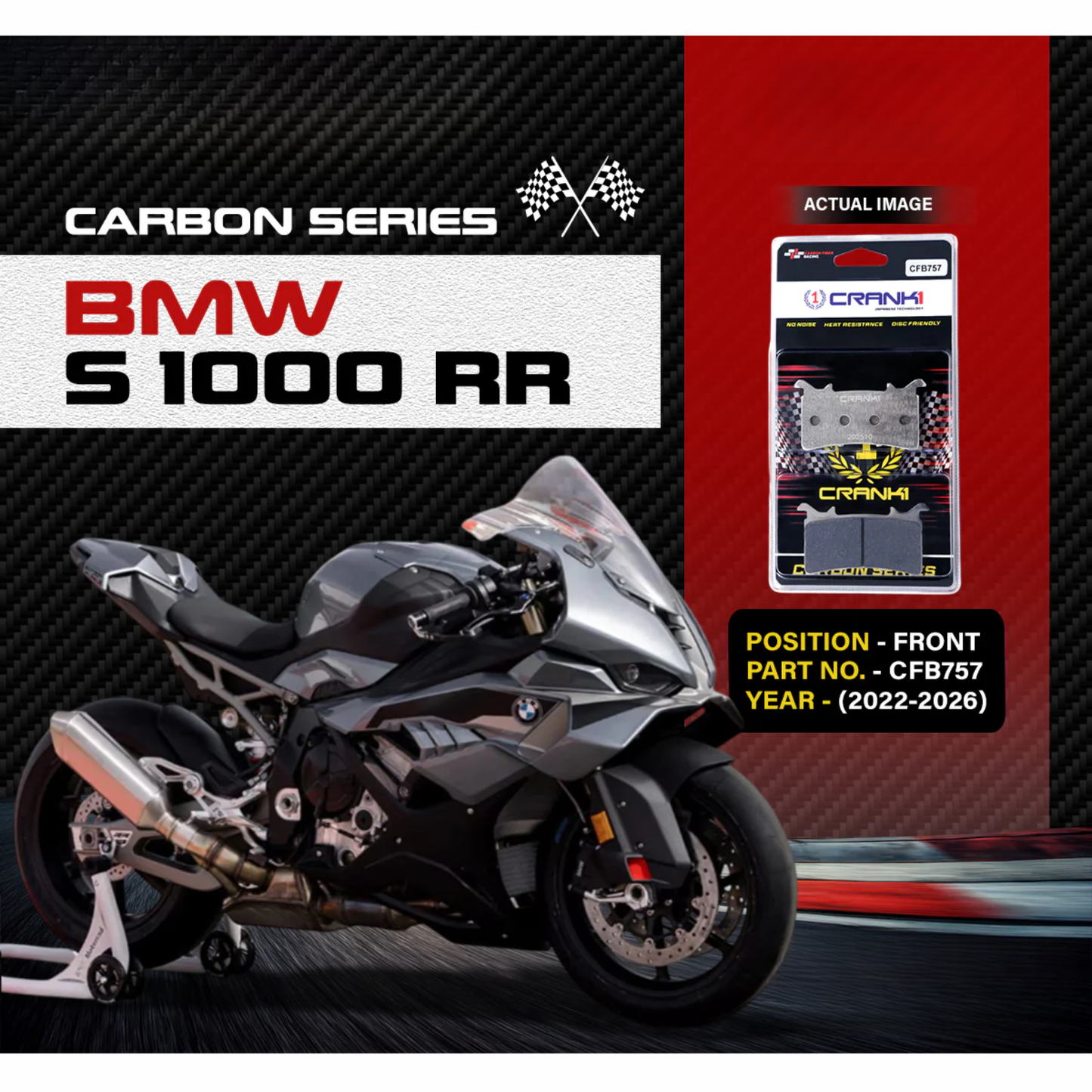 Crank1 Carbon Brake Pads for BMW S1000 RR (2022-2026)