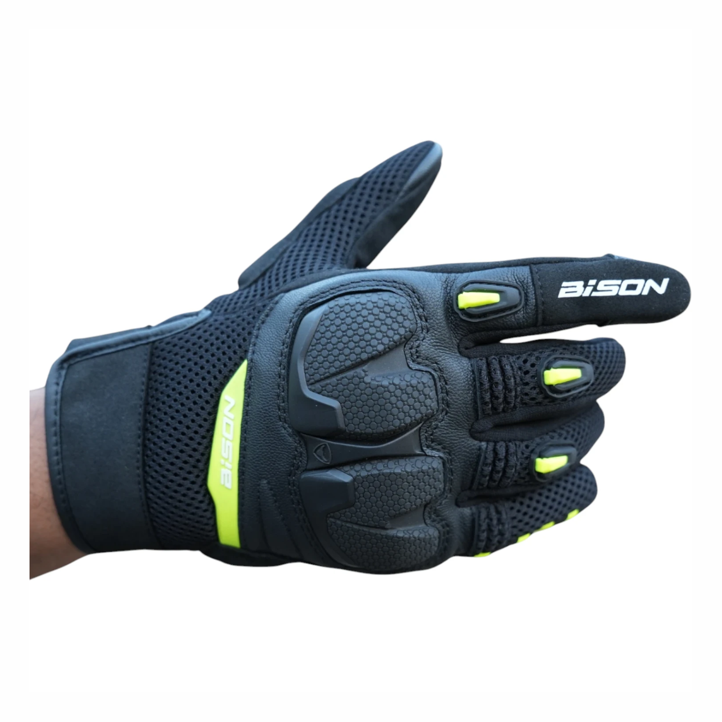 Bison ProGear Raptor Riding Gloves - Black Neon