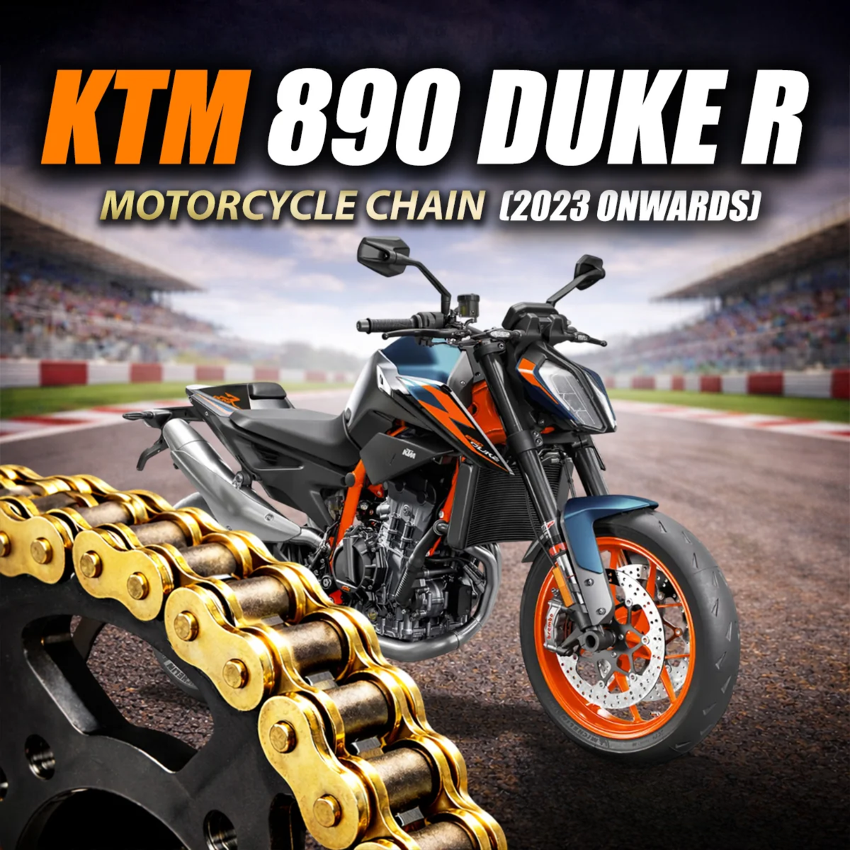 Crank1 KTM 890 Duke R (2023 Onwards) 520 Pitch ZVM-X 118L Chain - Gold
