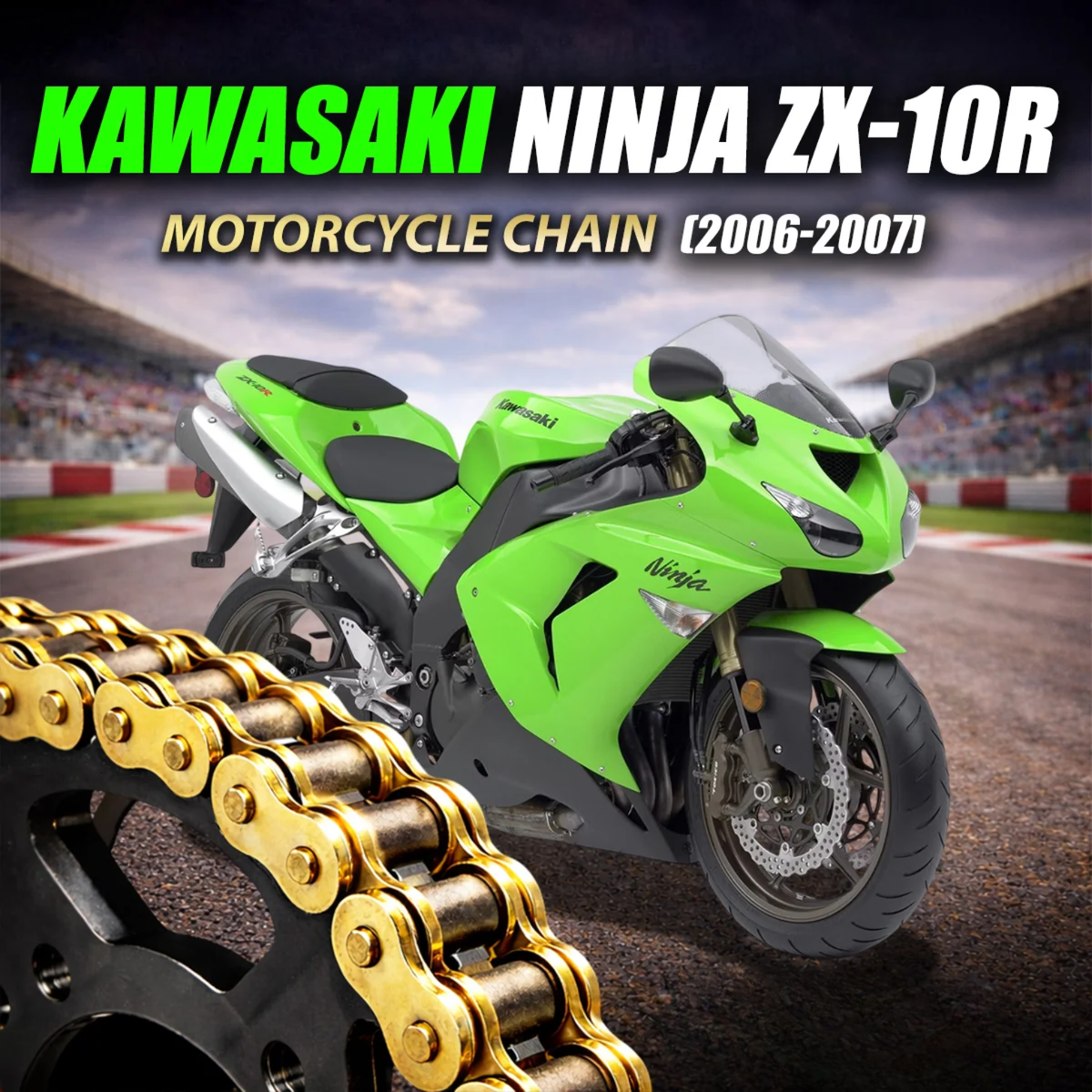 Crank1 Kawasaki Ninja ZX-10R (2006-2007) 525 Pitch ZVM-X 110L Chain - Gold