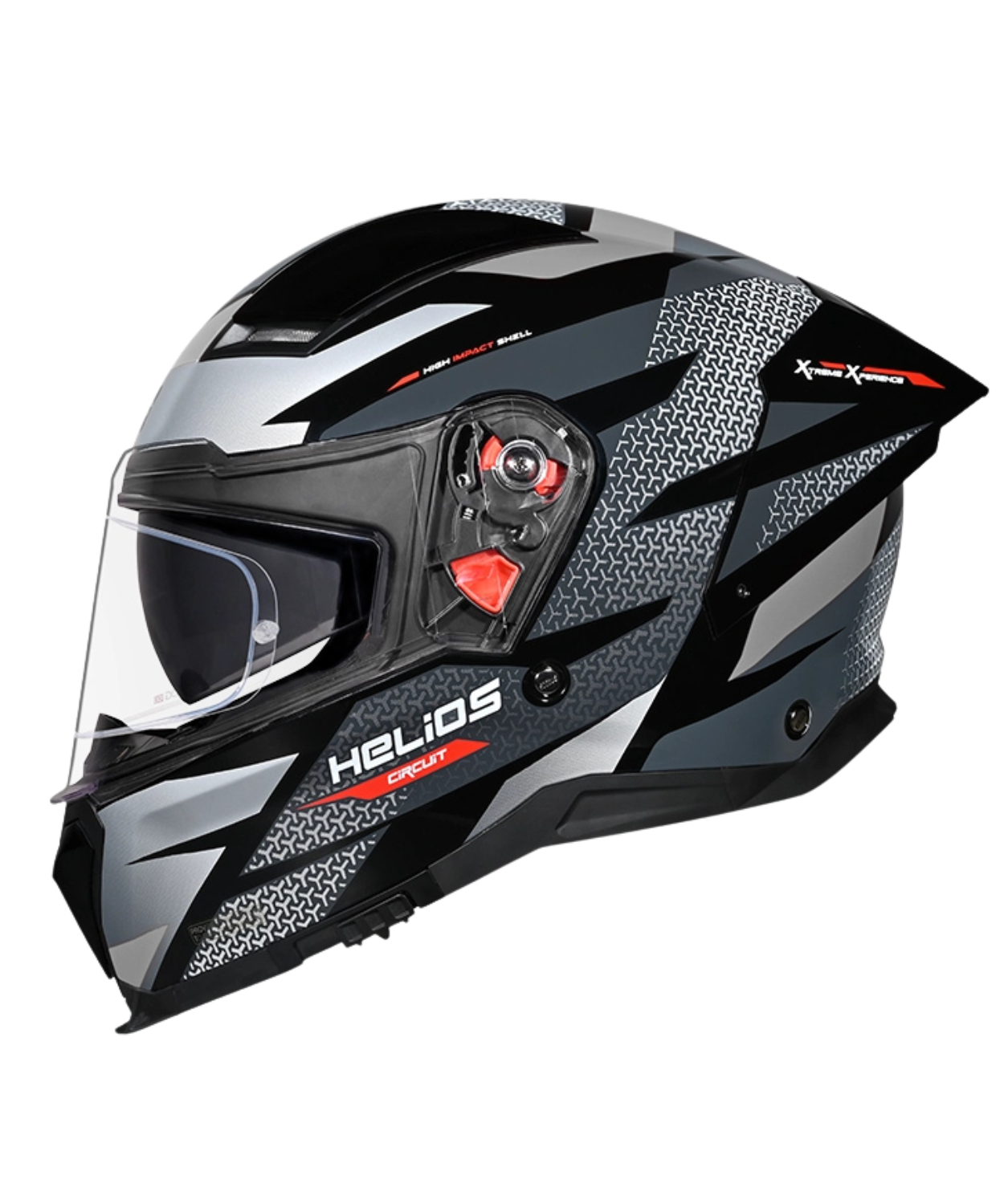Studds Helios D2 Circuit Decor Graphics Helmet - Gloss Black Grey N4