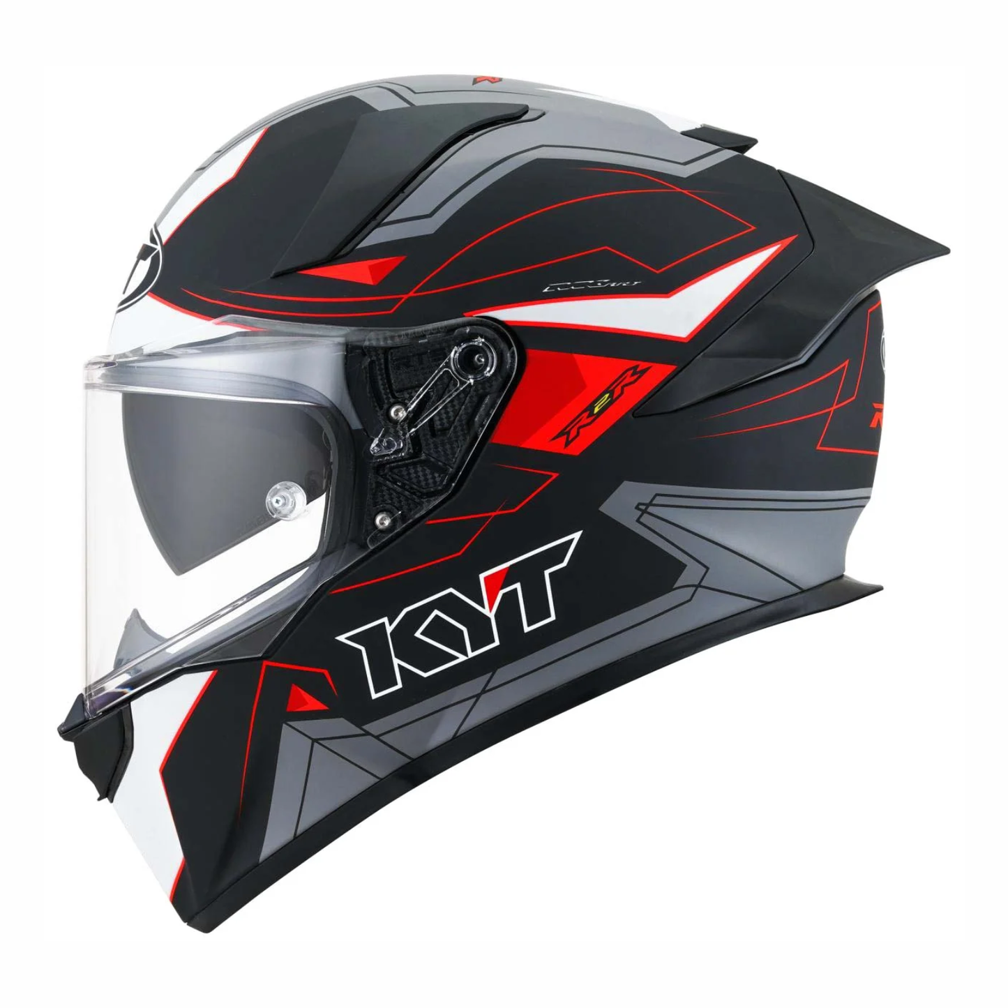 KYT R2R Pro LED Helmet - Matt Black Grey Fluro Red