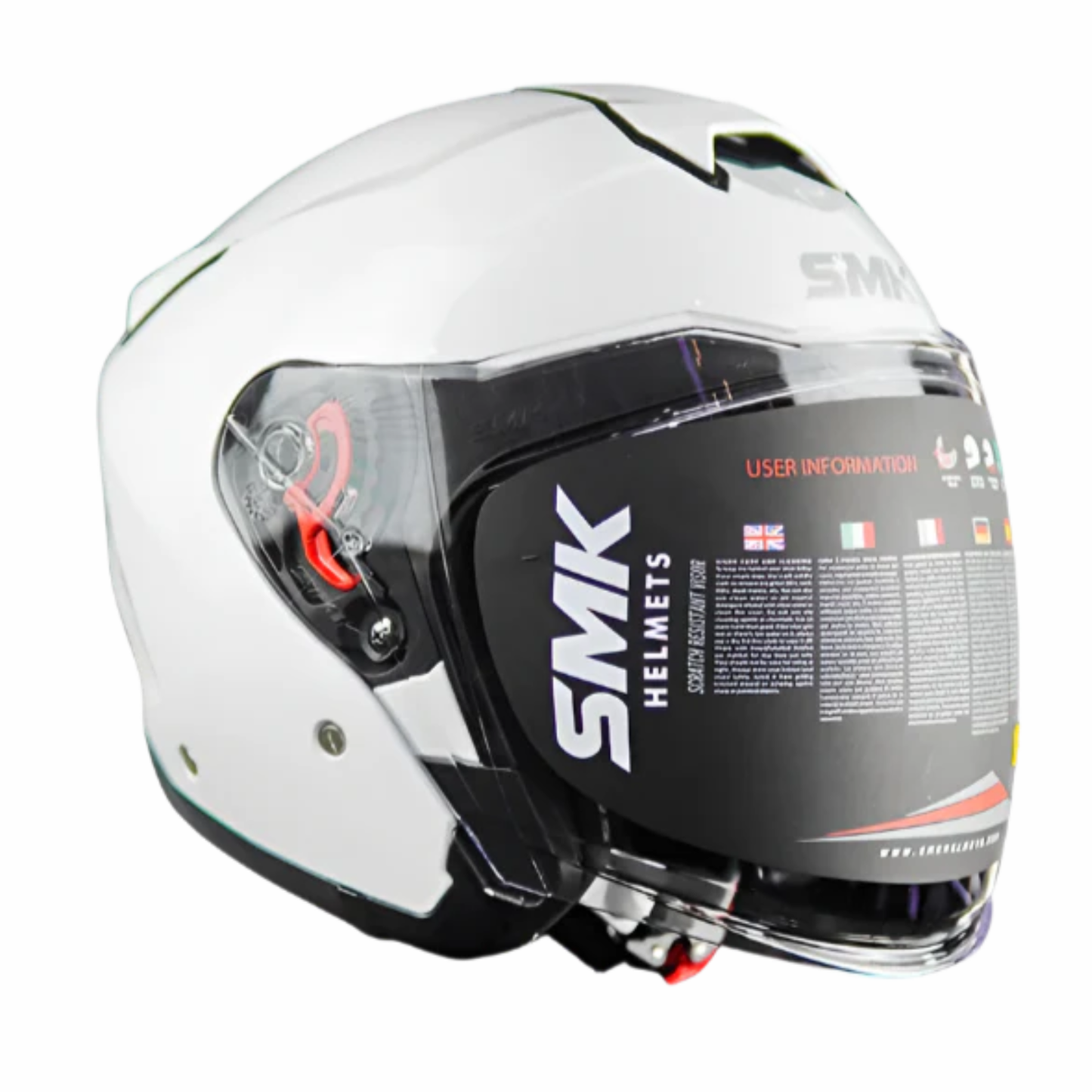 SMK GTJ GL100 Half Face Helmet - Solid Gloss White