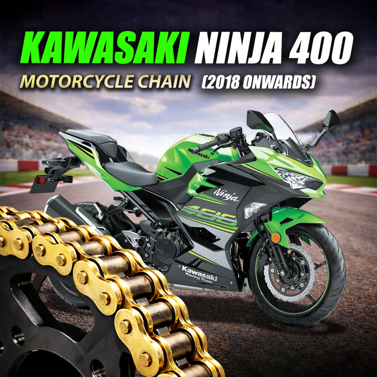 Crank1 Kawasaki Ninja 400 (2018 Onward) 520 Pitch ZVM-X 106L Chain - Gold