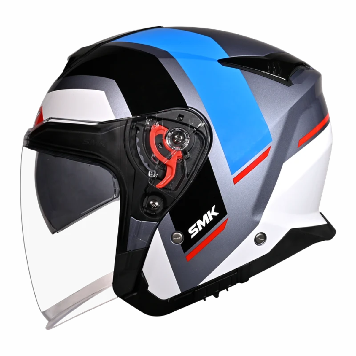 SMK GTJ Rover GRPS GL615 Half Face Helmet - Gloss Grey Blue White - SMK