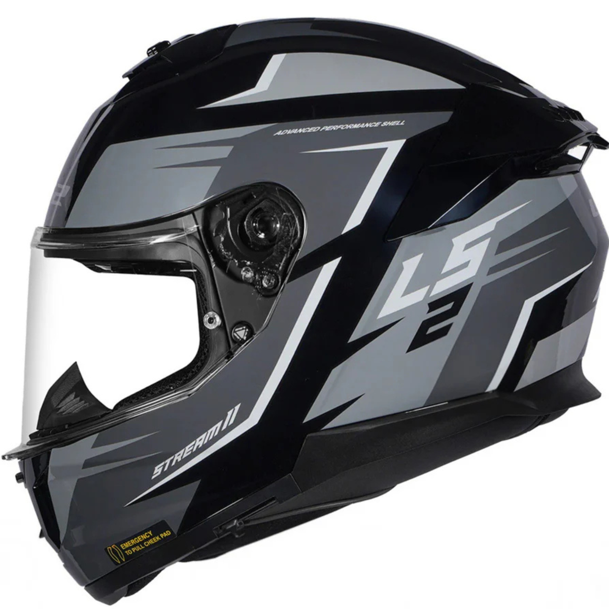 LS2 FF320 Stream II Meteor Full Face Helmet - Gloss Black Grey - LS2