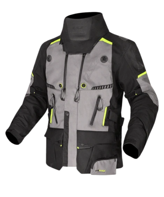 LS2 Apollo Man Riding Jacket - Dark Grey Hi-viz Yellow