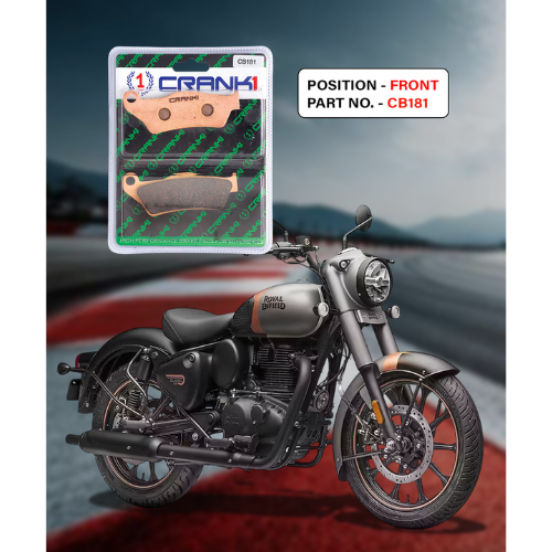 Crank1 Fully Sintered H2 Series Brake Pads for Royal Enfield Classic 350/500 (2016 Onwards)