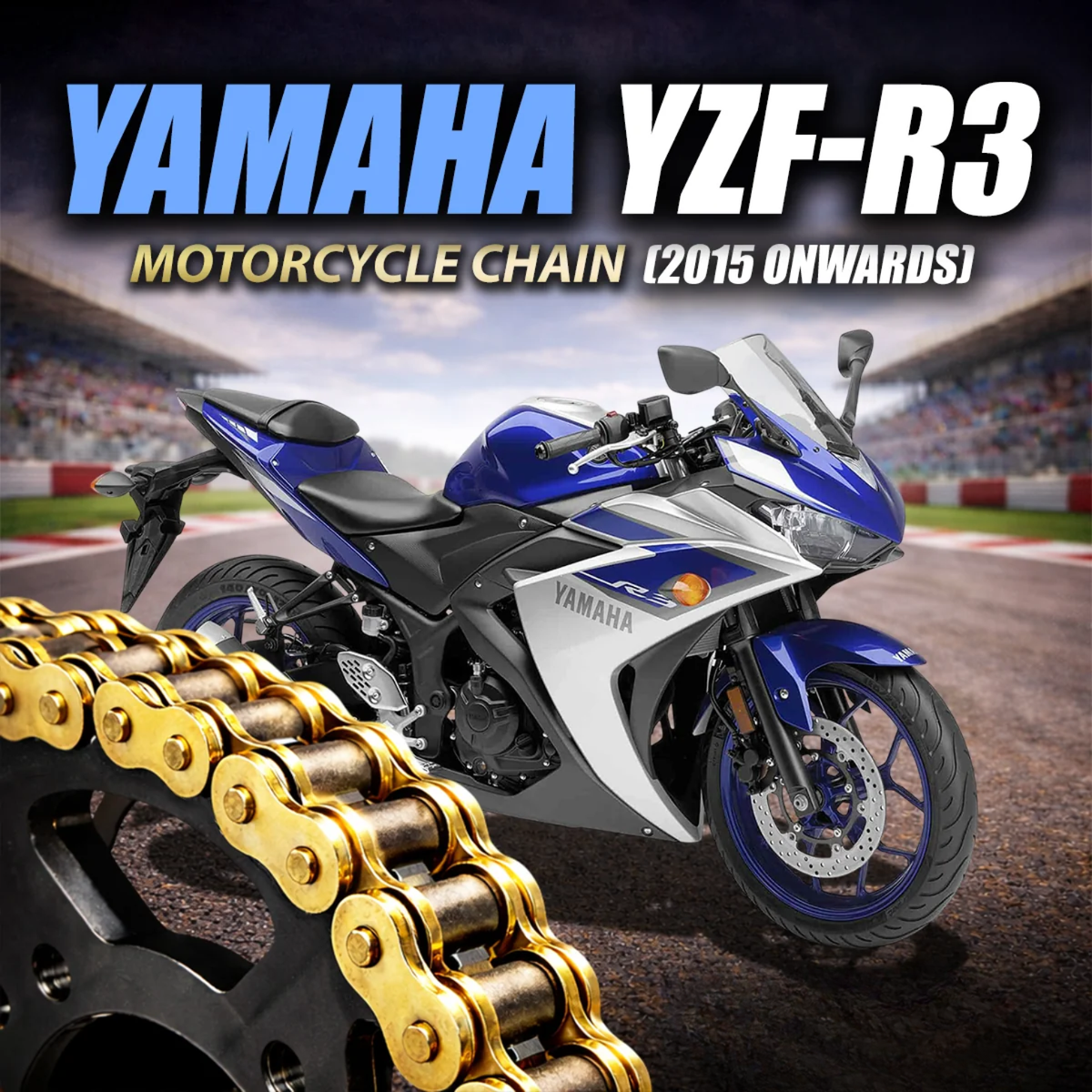 Crank1 Yamaha YZF-R3 (2015 Onwards) 520 Pitch ZVM-X 112L Chain - Gold