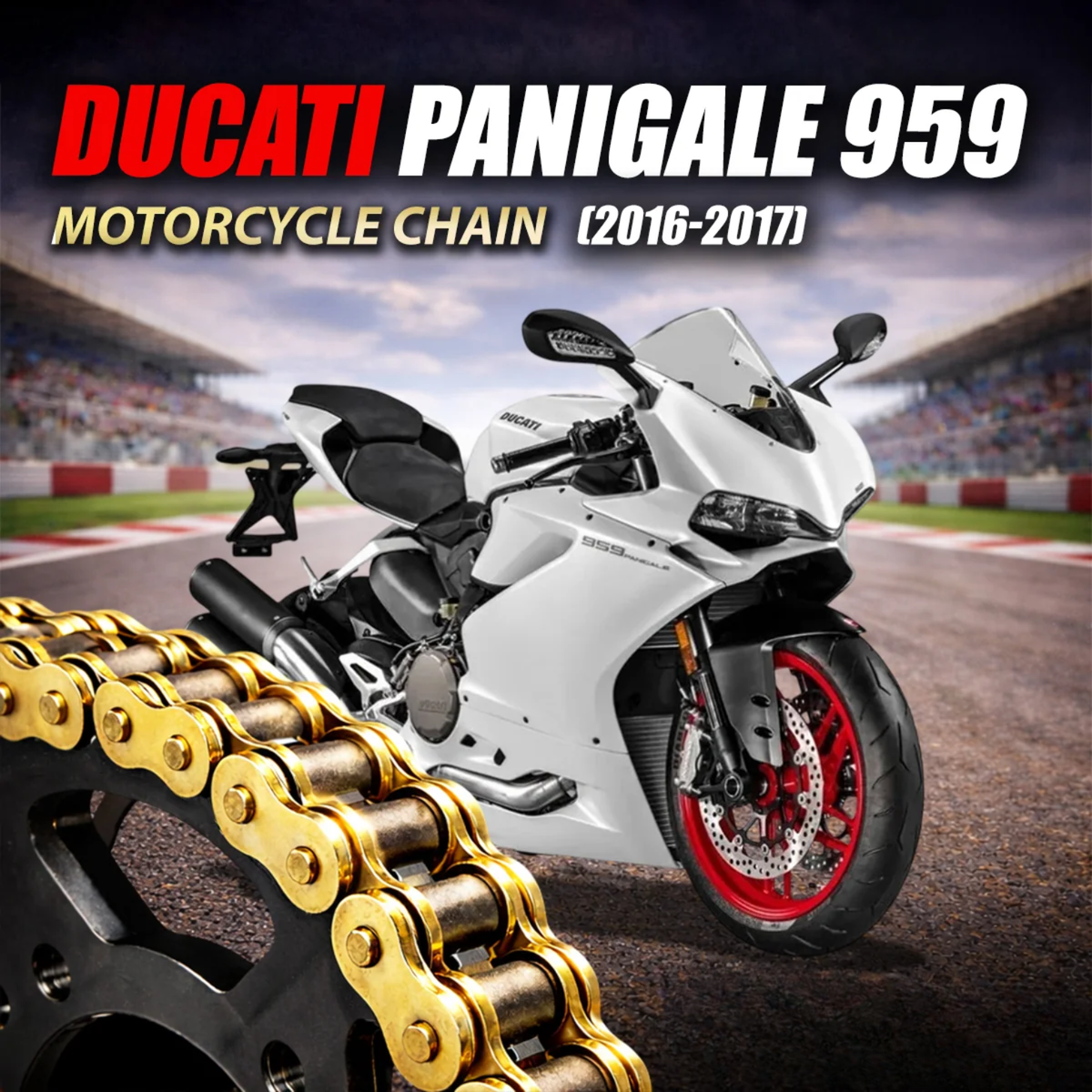 Crank1 Ducati Panigale 959 (2016-2017) 520 Pitch ZVM-X 106L Chain - Gold
