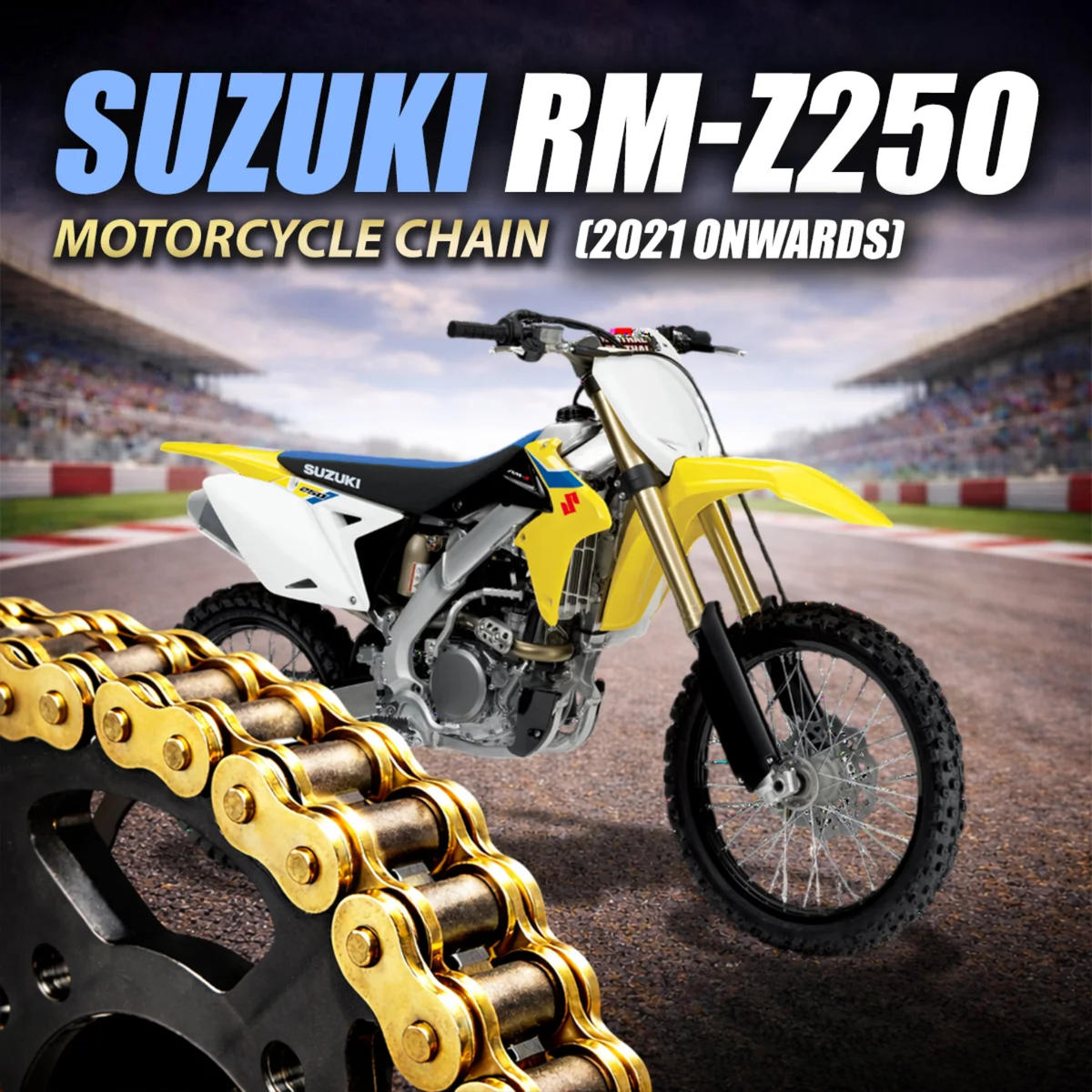 Crank1 Suzuki RM-Z250 (2021 Onwards) 520 Pitch ZVM-X 114L Chain - Gold