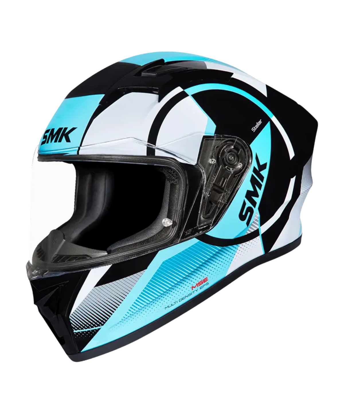 SMK Stellar Faro GRPS GL215 Full Face Helmet - Gloss Black White Blue - SMK