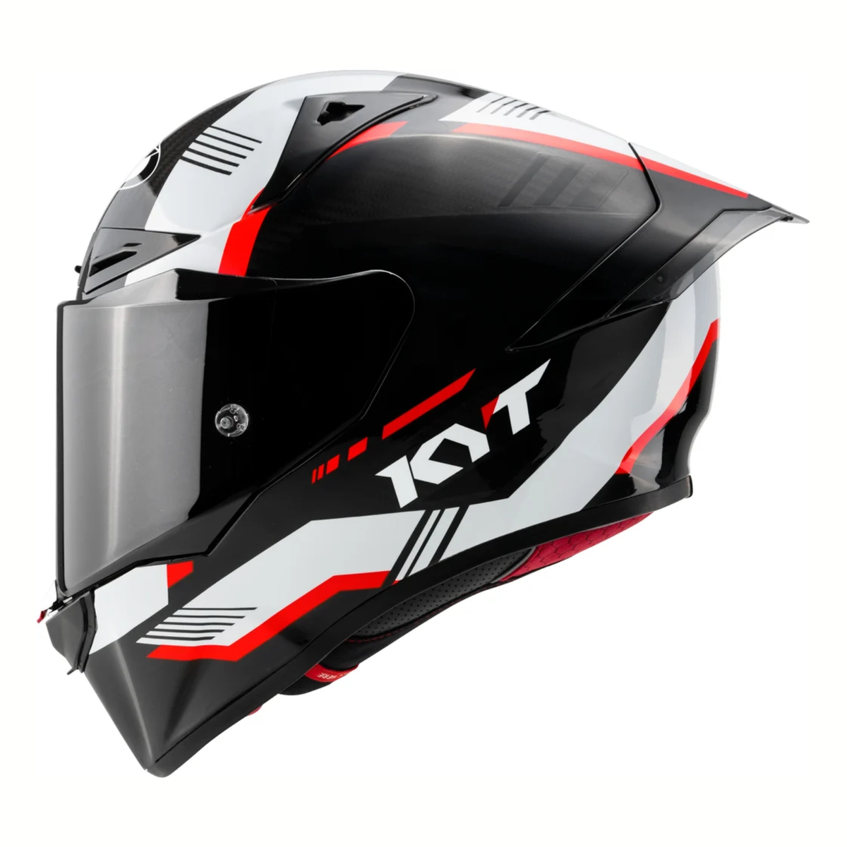 KYT R1R Zone Carbon Fiber Helmet - Gloss Black Red - KYT Helmets
